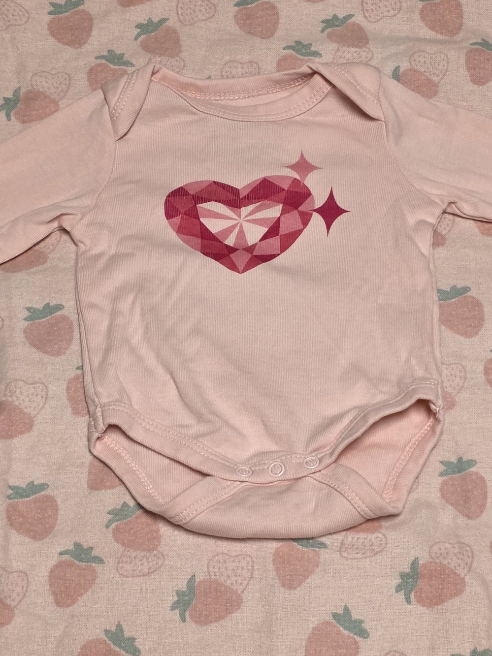 5/$20 Paris Hilton Pink Gem Heart Long-Sleeve Baby One-Piece